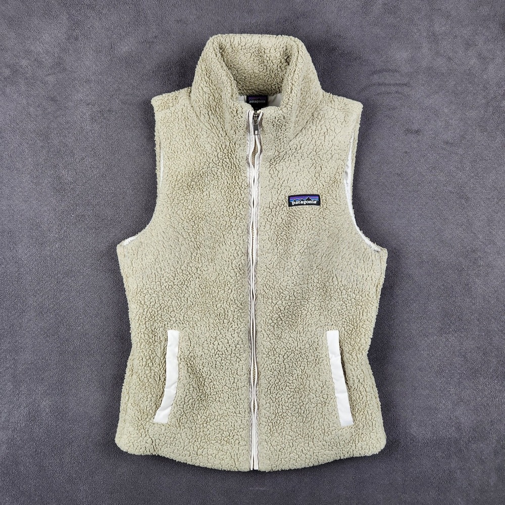 Patagonia Los Gatos Vest Womens XS El Cap Khaki Sherpa Fleece Full Zip 25216